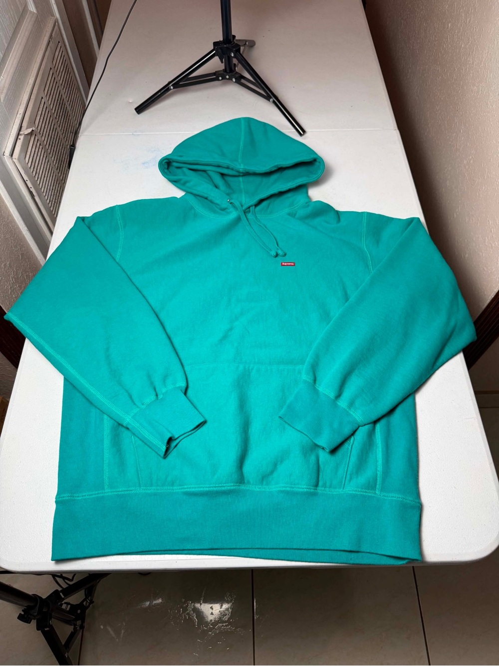 Supreme Enamel Small Box Logo Teal Hoodie Sz M